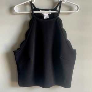 Scallop High Neck Crop Tank